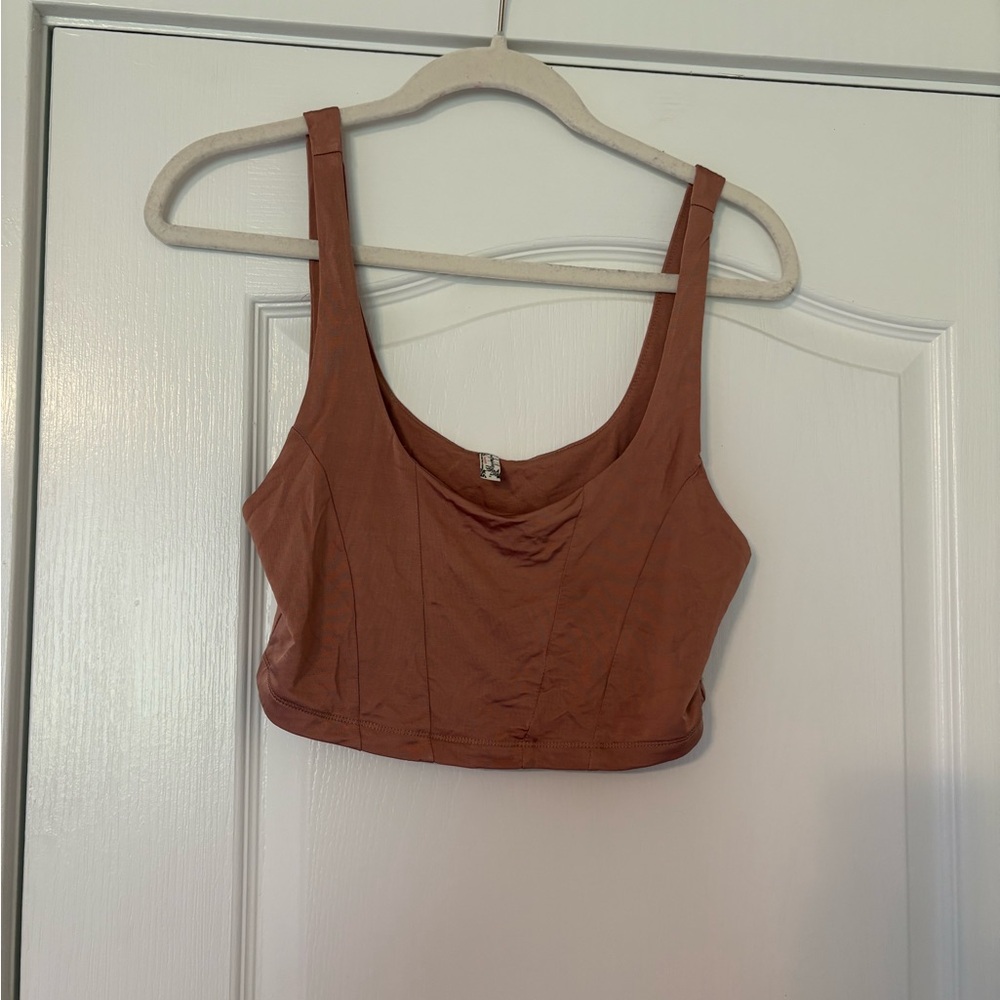 Free People Brown Sleeveless Fitted Crop Tank Top